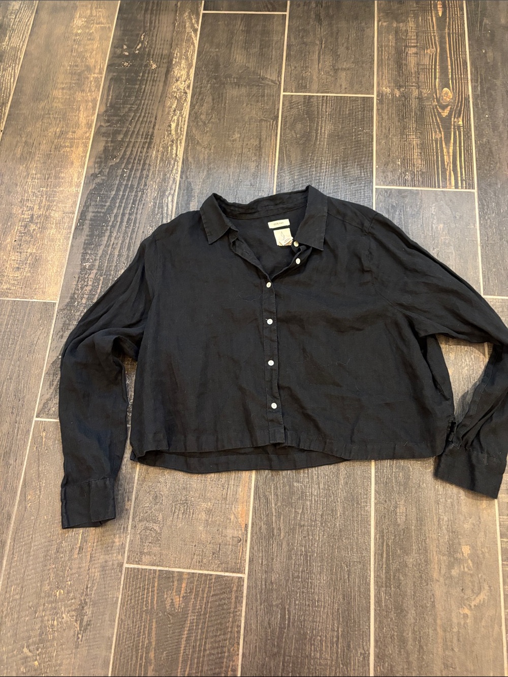 Joie Black Lightweight Button-Down Crop Shirt